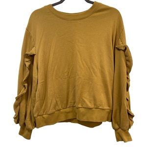 WHOWHATWEAR • chartreuse ruffle sleeve sweatshirt XL